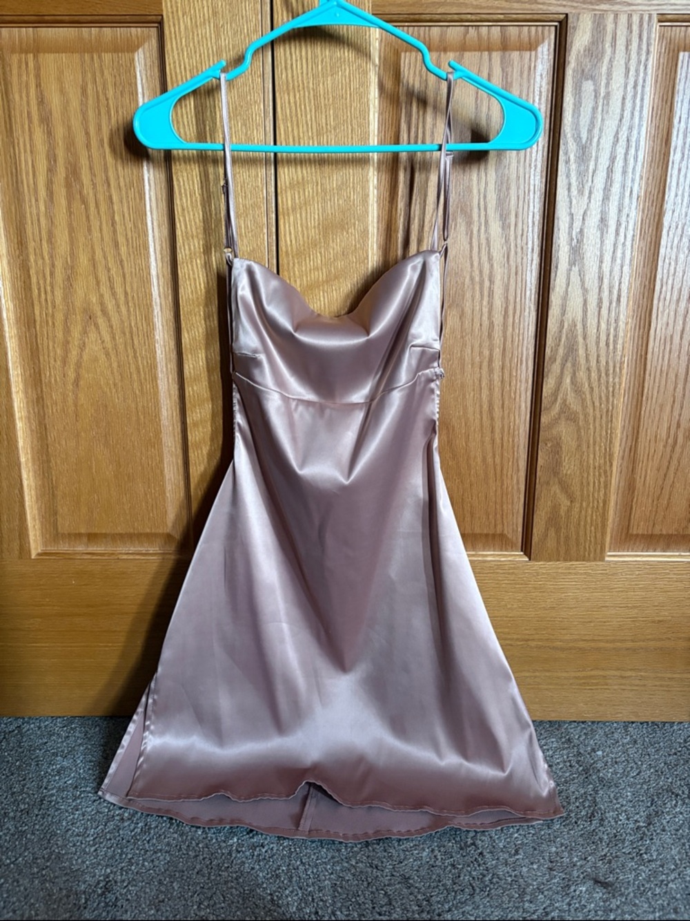 Backless Satin Slip Dress in Dusty Rose